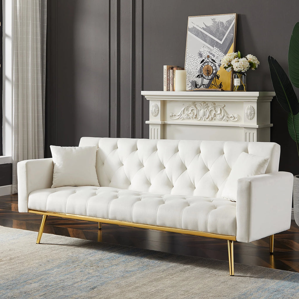 White Convertible Folding Futon Sofa Bed O27313