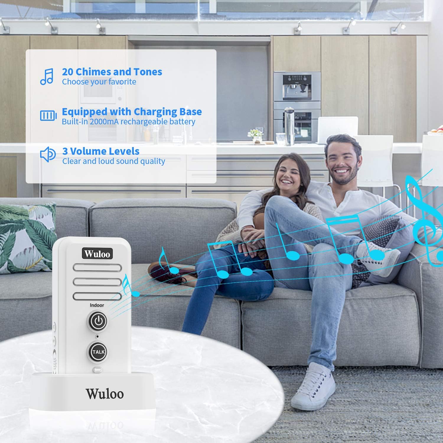 Wireless Intercom Doorbell Chime (1T2 White) X1583