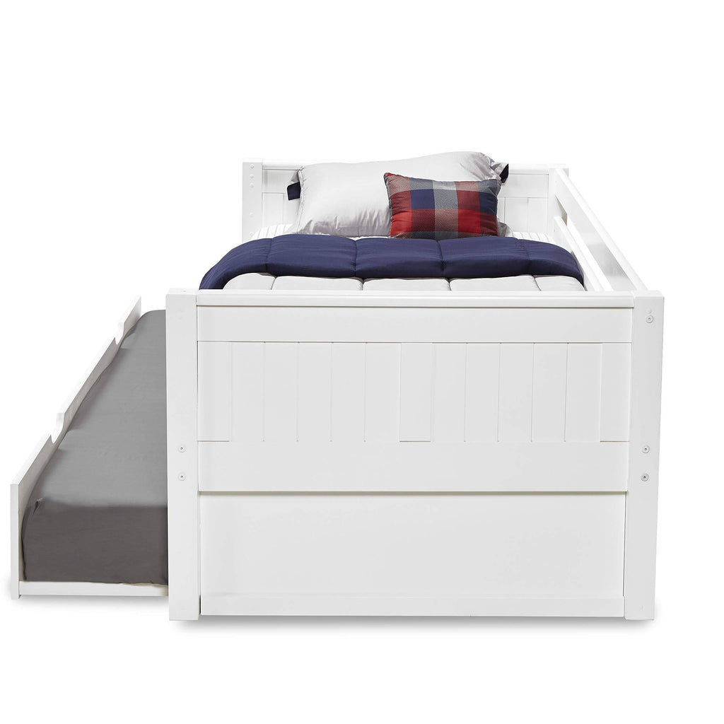 White Day Bed with Twin Trundle and Panel Headboard C4743