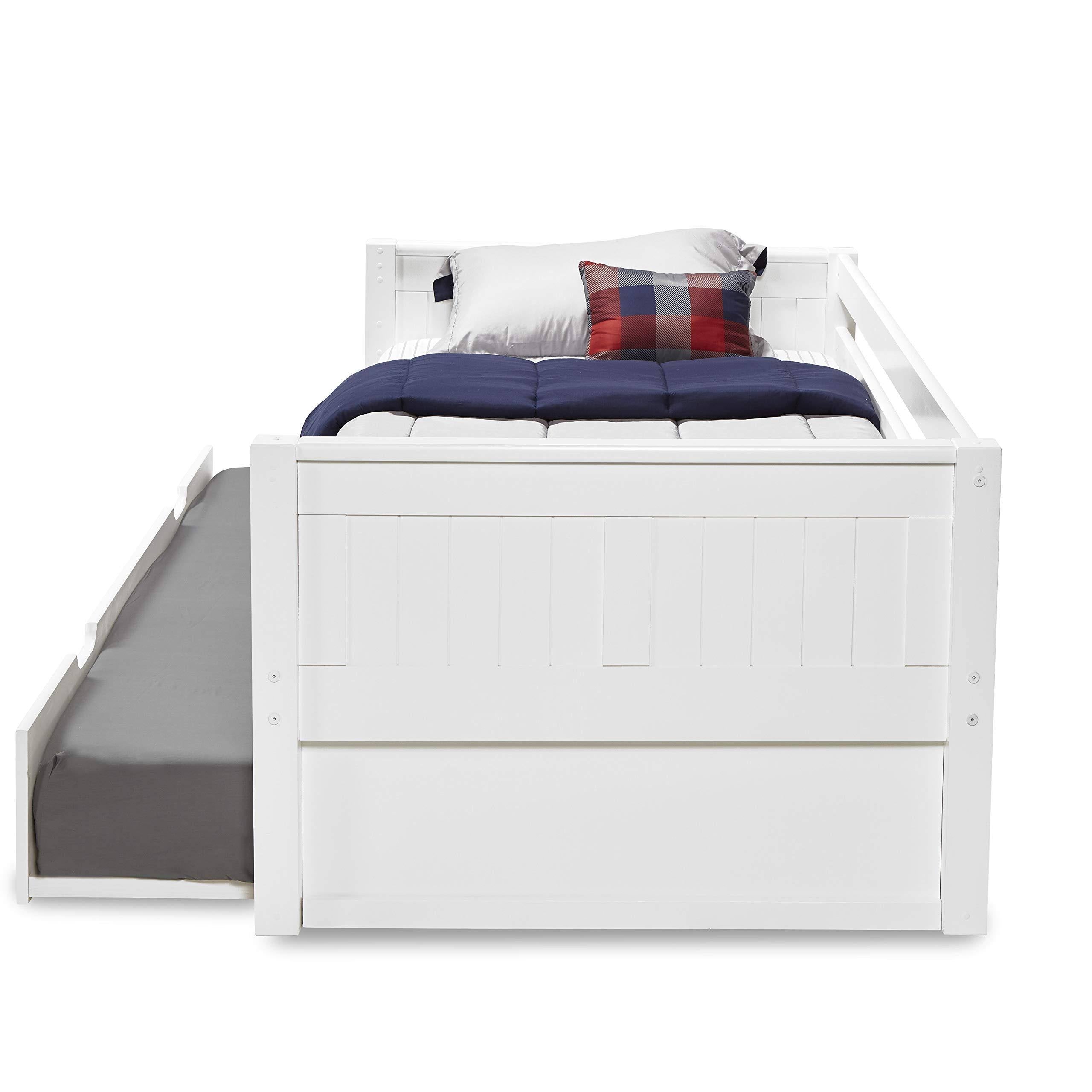 White Day Bed with Twin Trundle and Panel Headboard C4743