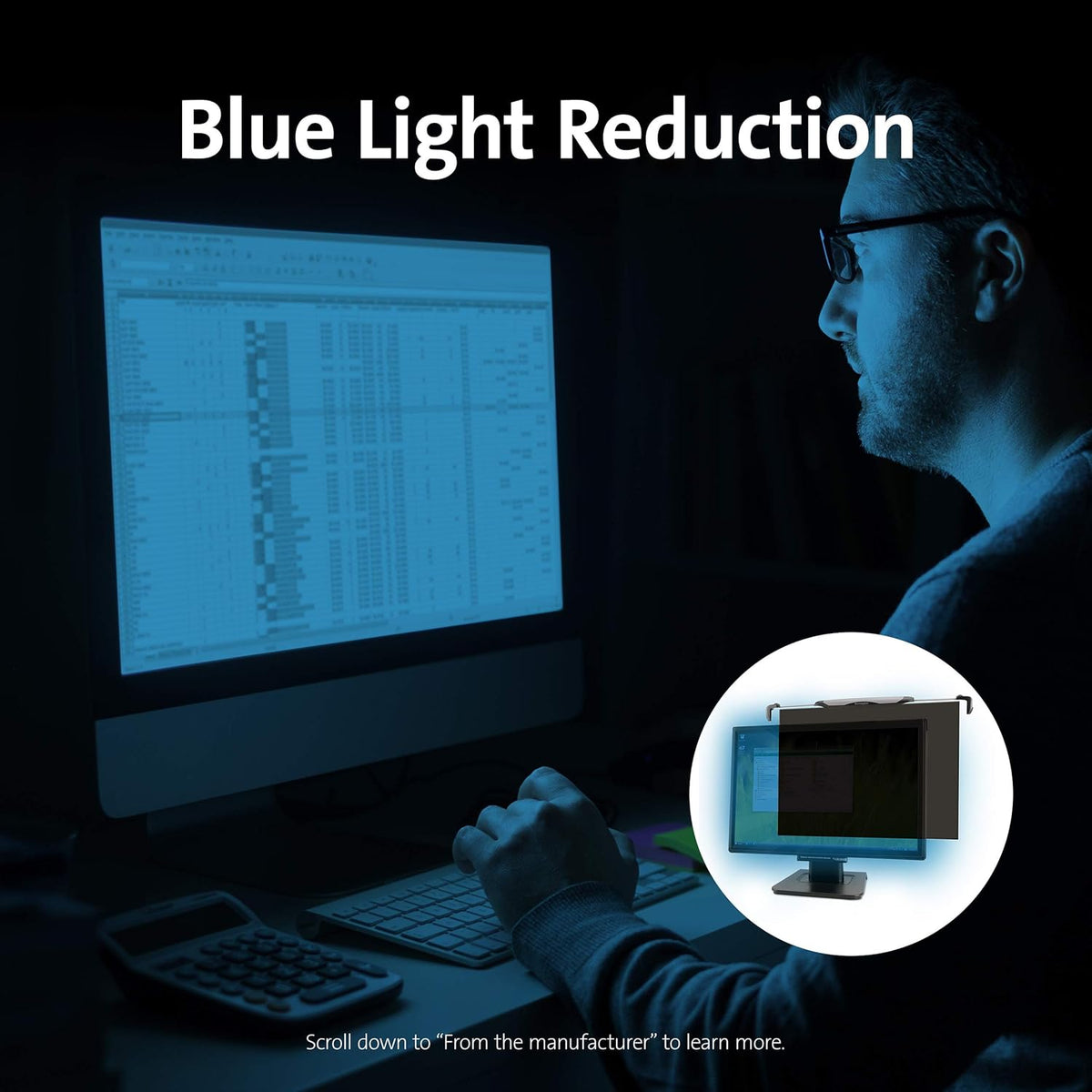 Black Privacy Screen for 22-Inch to 24-Inch Widescreen Monitors F525922