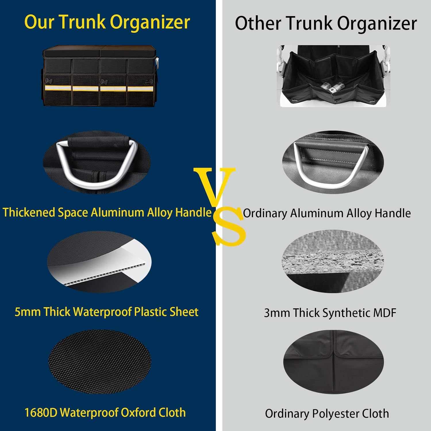 Black Multi-Compartment Car Trunk Organizer P619