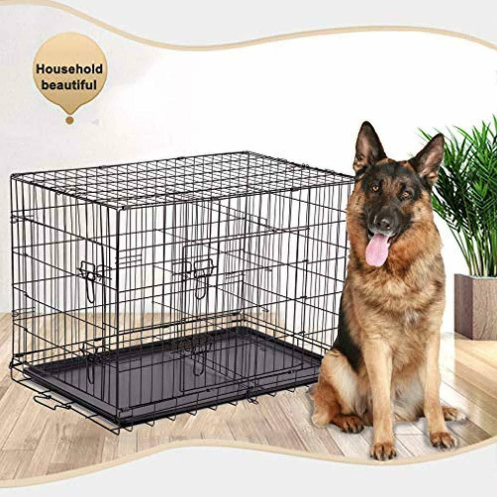 Extra Large 48x22 Folding Dog Cage Crate Kennel with Plastic Pan Black V902669