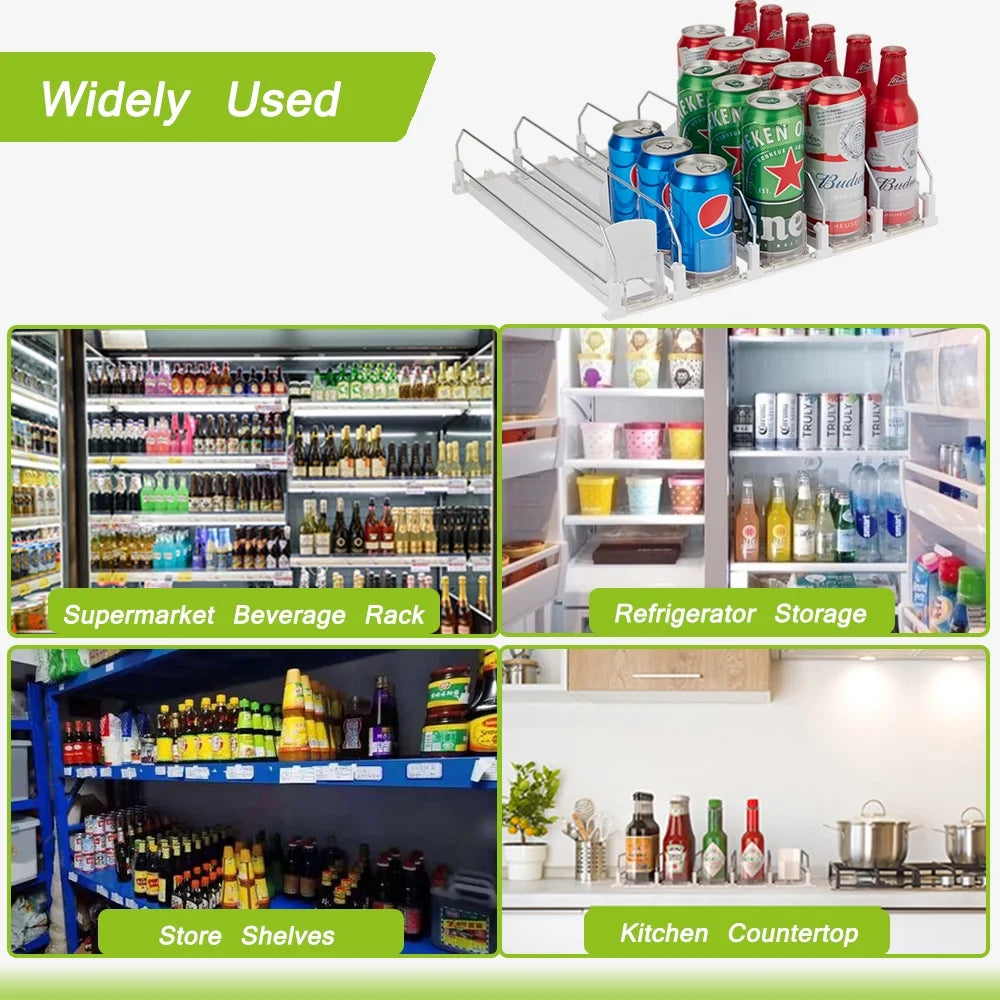 5 Rows Drink Organizer for Fridge, 16.14in Depth, White C98802