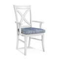 Cross Back Arm Chair Blue Gray Beige Stripe T53559