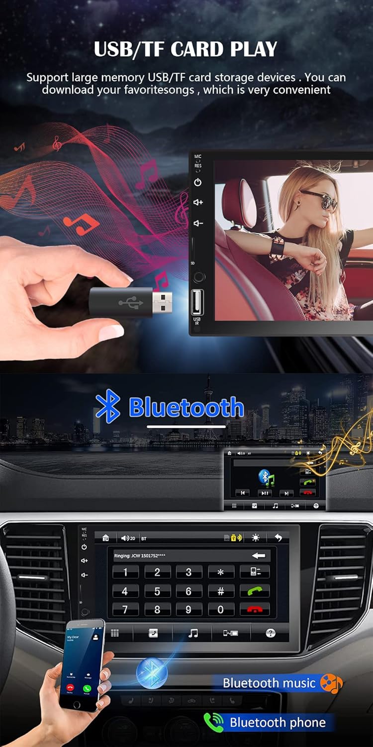 7 Inch Touchscreen Car Stereo with Backup Rear View Camera Y9117