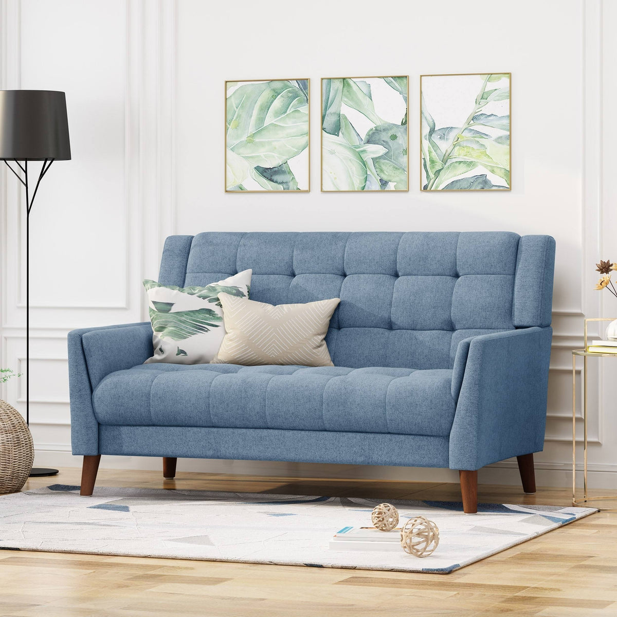 Blue Fabric Loveseat O987