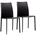 Black Leather Dining Chair, Set of 2 E571