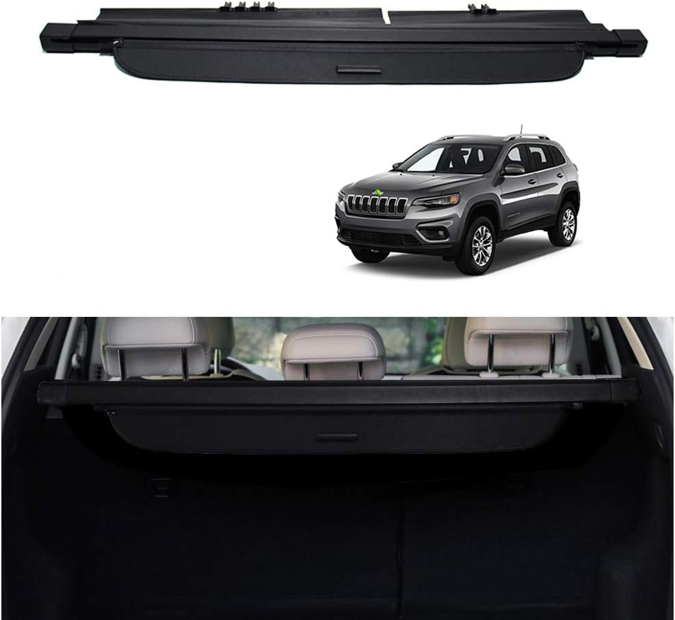 Black Retractable Rear Trunk Security Cover for Jeep Cherokee 2019-2022 C81515