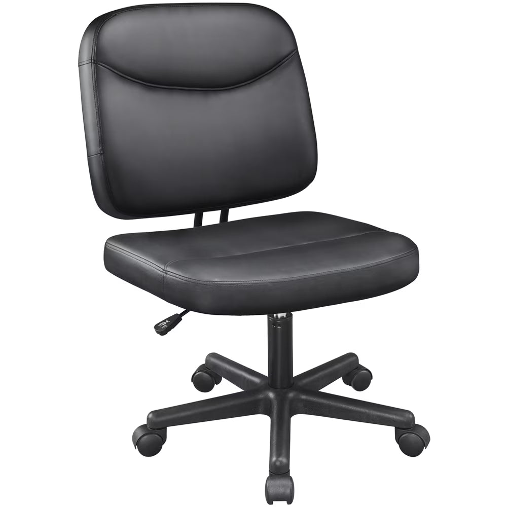 Black Faux Leather Adjustable Armless Office Chair K5170
