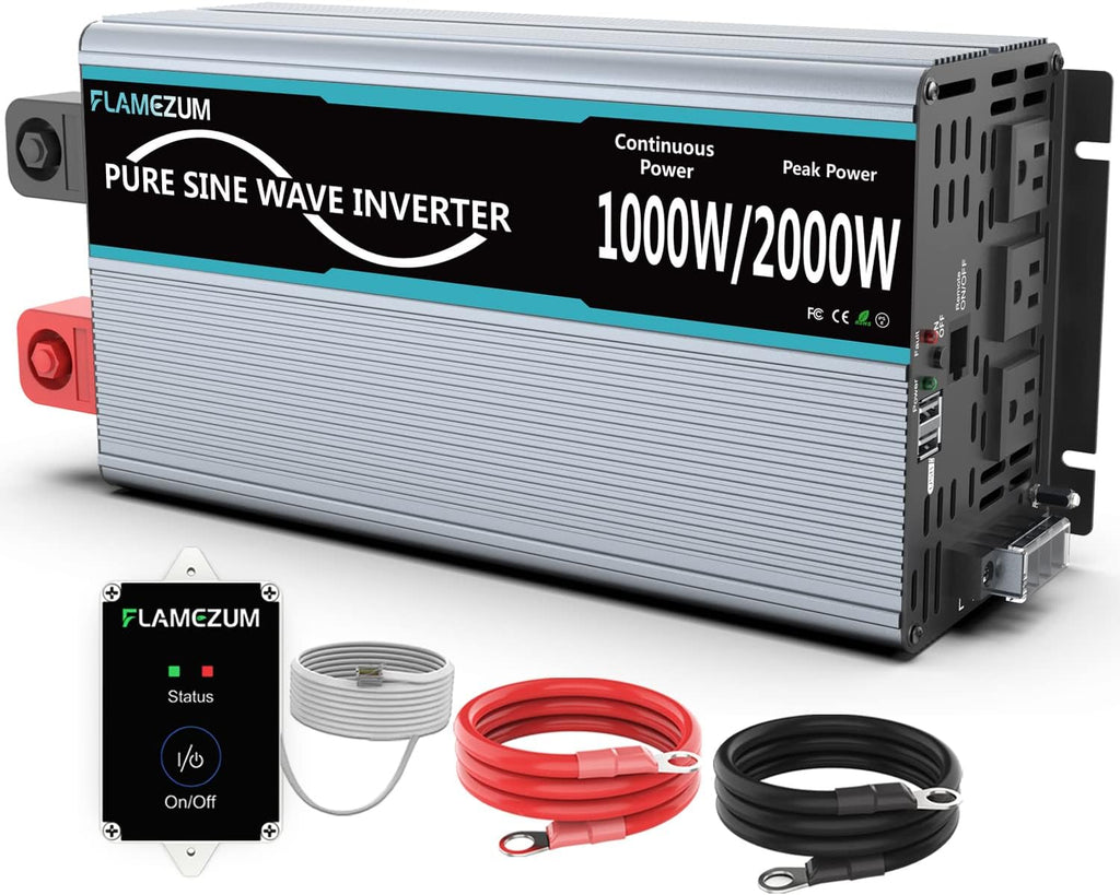 1500 Watt 12V DC to 110V AC Power Inverter with 3 AC Outlets and 2 USB Ports G865533