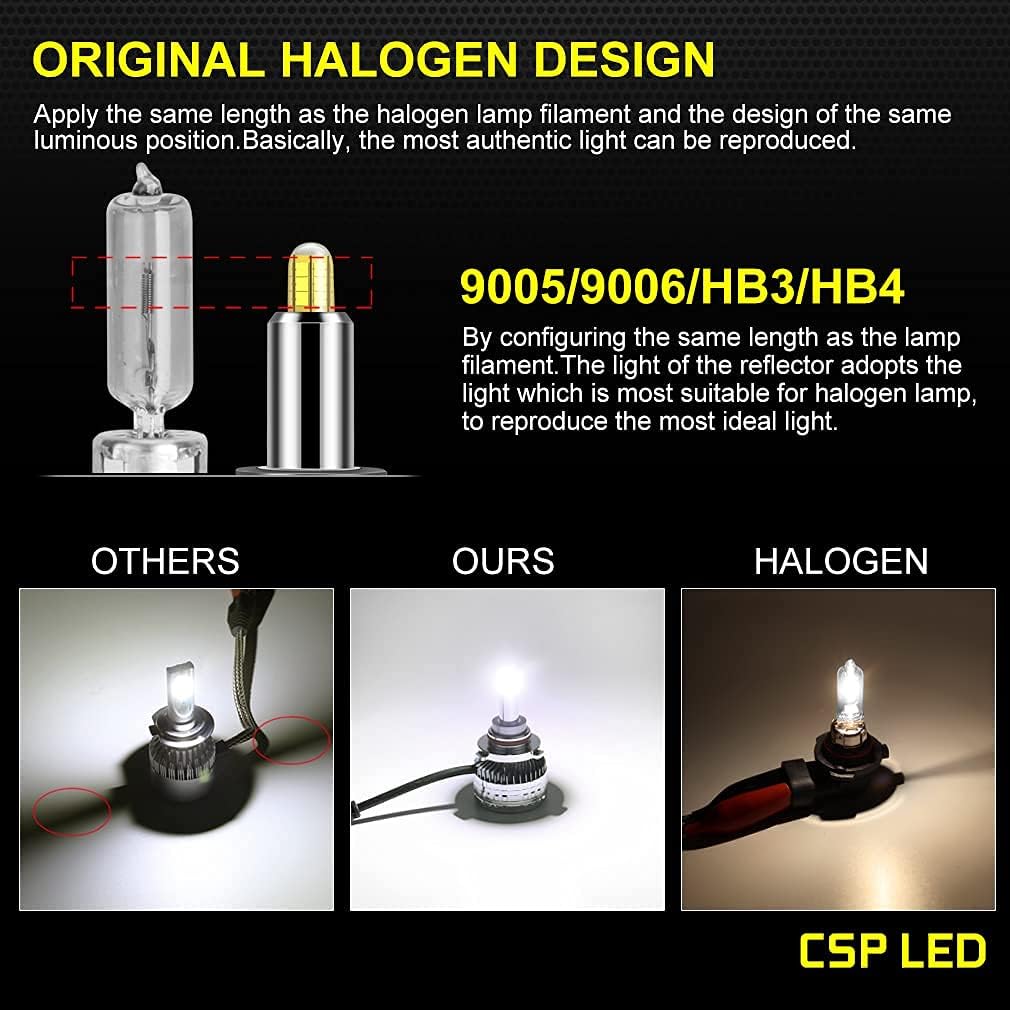 9005 9006 LED Headlight Bulbs, 6000K Cool White, HB3 HB4, IP68 Waterproof, Pack of 2 E80693