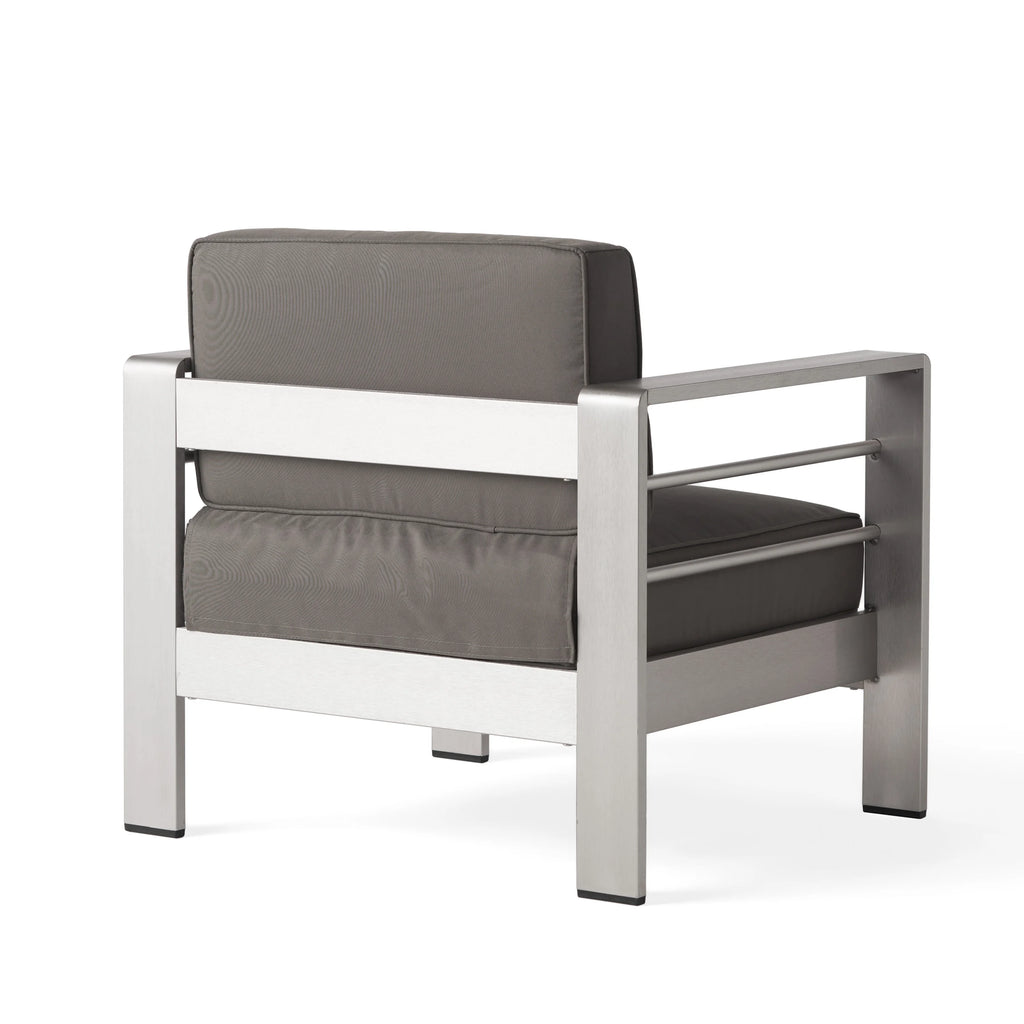 Khaki Aluminum Sofa Set with Glass Table and Cushions D892625