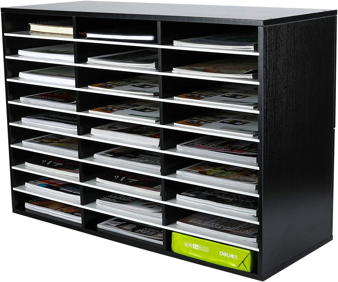 Brown Wood Desktop Literature Organizer, 27 Compartments H15726