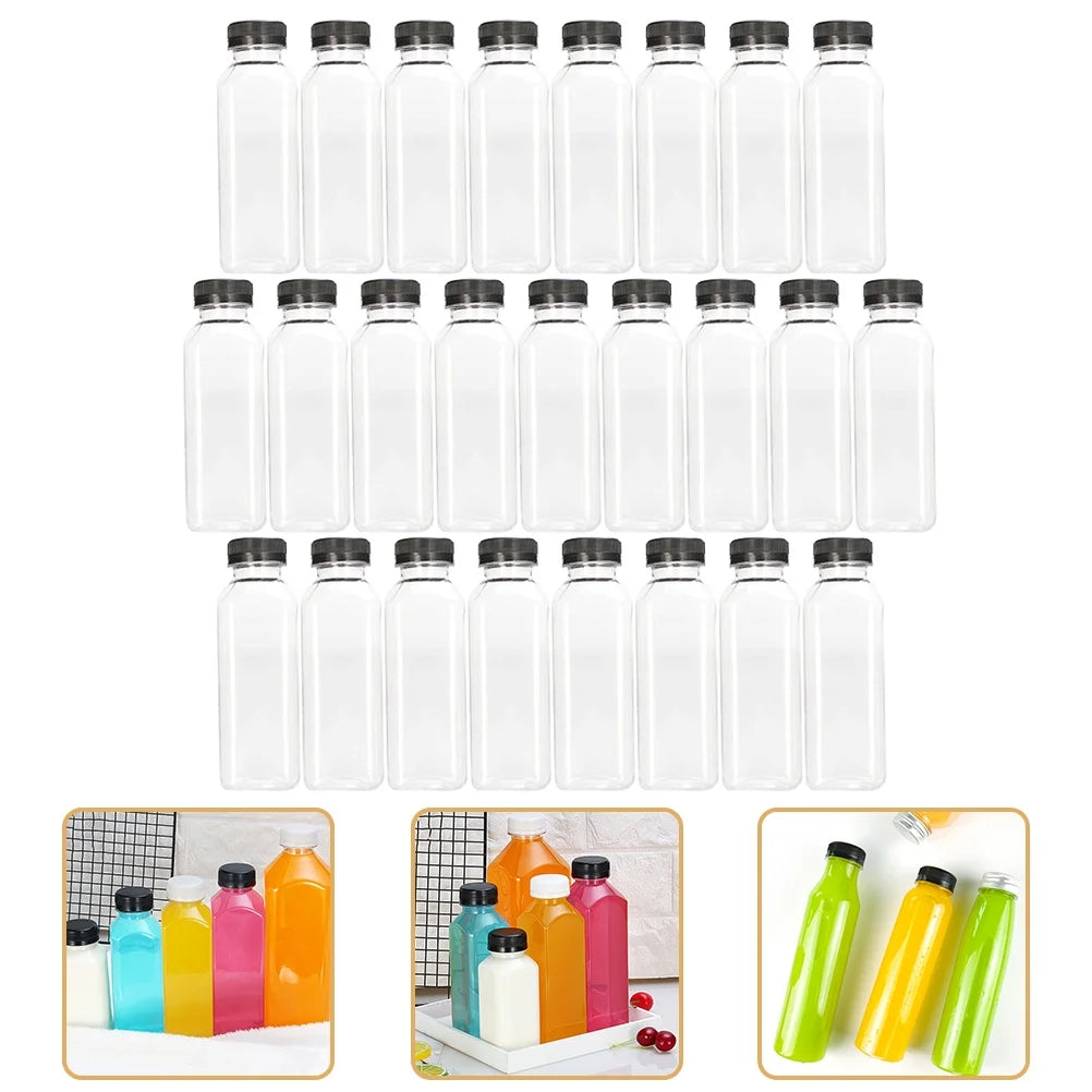 25 pcs Clear Plastic Juice Bottles with Caps L5935