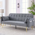 Grey Convertible Velvet Sofa Bed I692