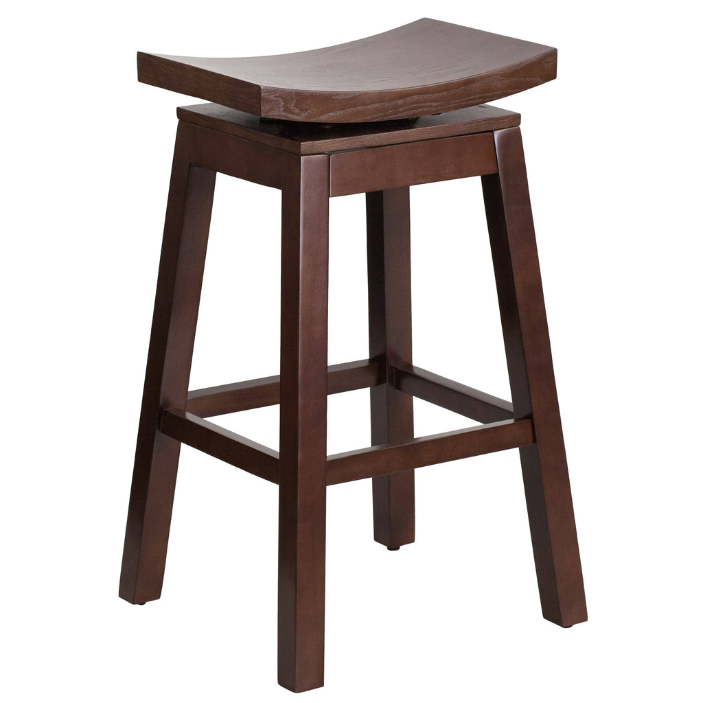 Cappuccino Wood Barstool with Auto Swivel Seat Return G331438