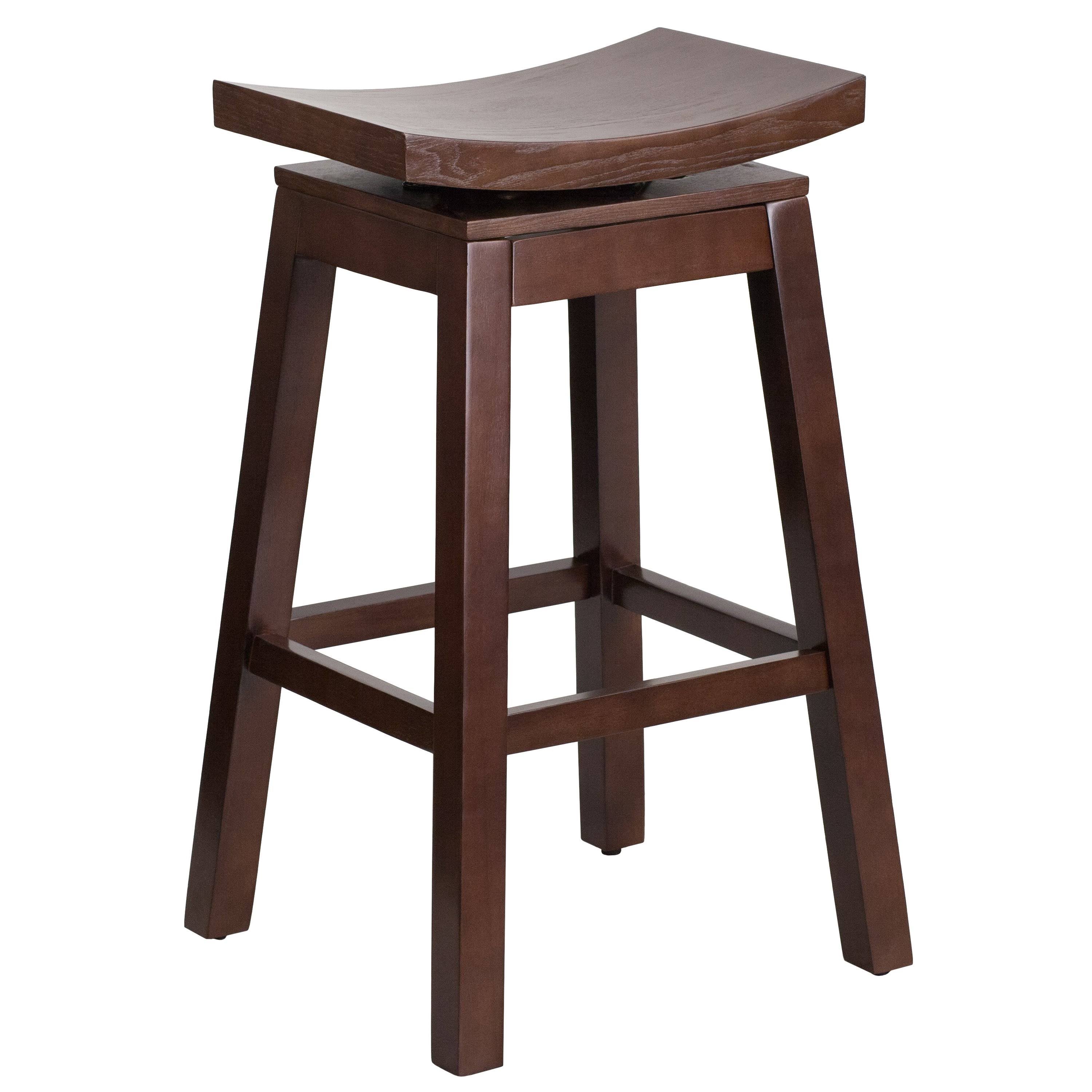 Cappuccino Wood Barstool with Auto Swivel Seat Return G331438