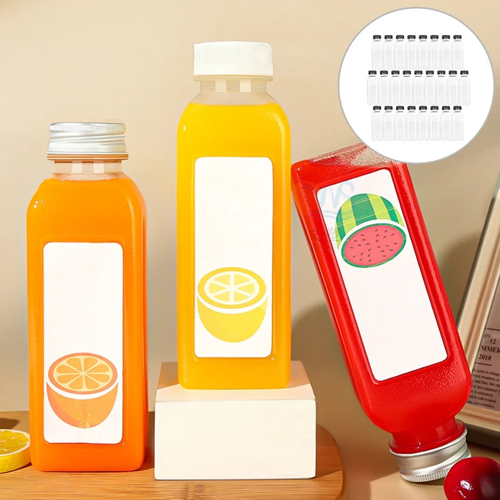 25 pcs Clear Plastic Juice Bottles with Caps L5935