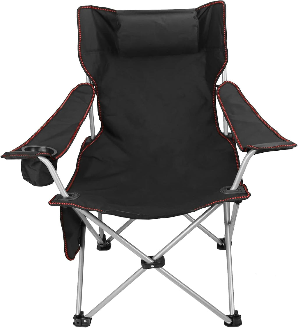Blue Folding Adjustable Recliner Camping Chair with Headrest & Cup Holders & Side Pocket P401