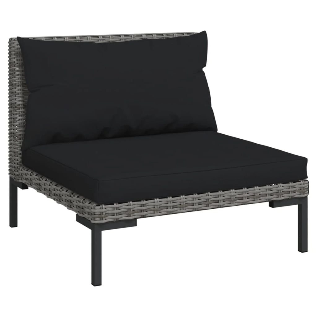 9 Piece Dark Gray Outdoor Sectional Sofa Set with Black Cushions P622