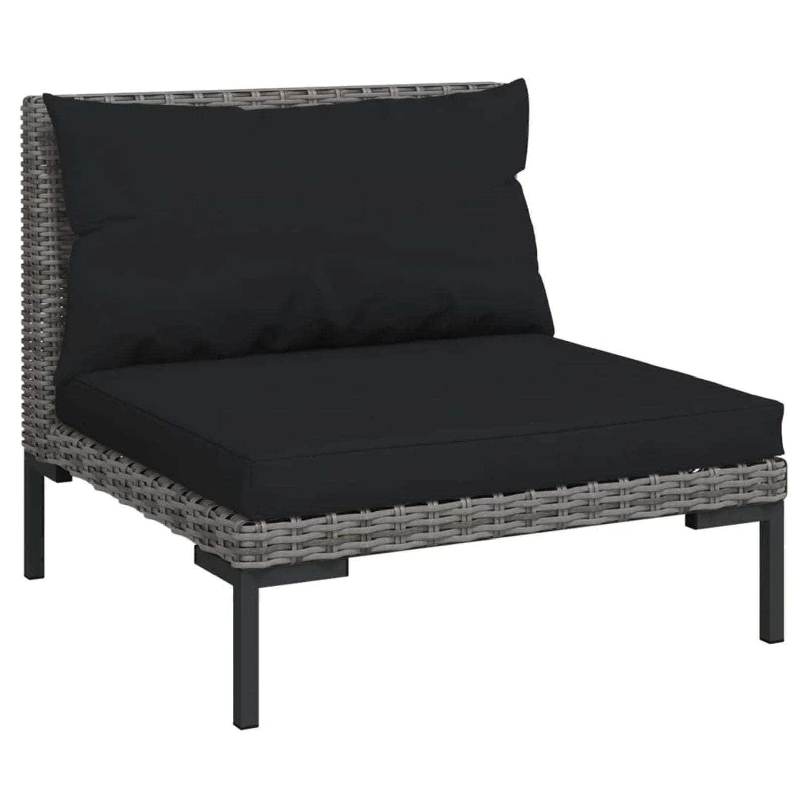 9 Piece Dark Gray Outdoor Sectional Sofa Set with Black Cushions P622