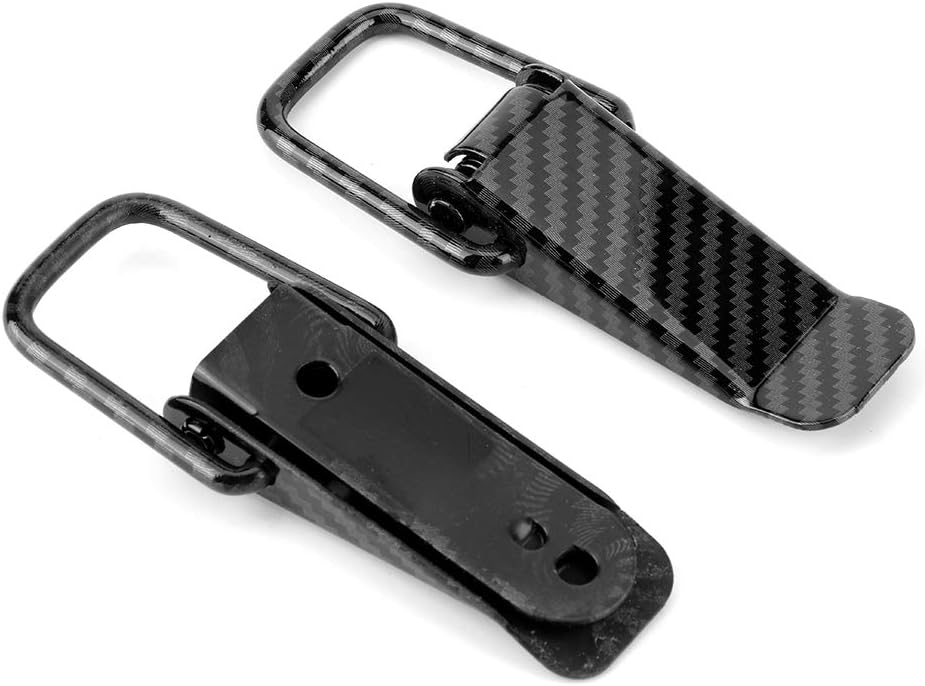 Black Carbon Fiber Texture Quick Release Hood Clip Pack of 2 B839