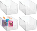 Clear Stackable Plastic Open Front Storage Organizer Bin Basket 4 Pack L69957