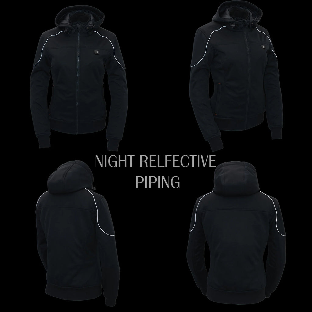 Women's Black Heated Soft Shell Racing Style Jacket Medium D19367