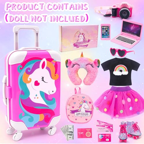 18 Inch Doll Travel Set Including Suitcase Luggage and Dress Q8794