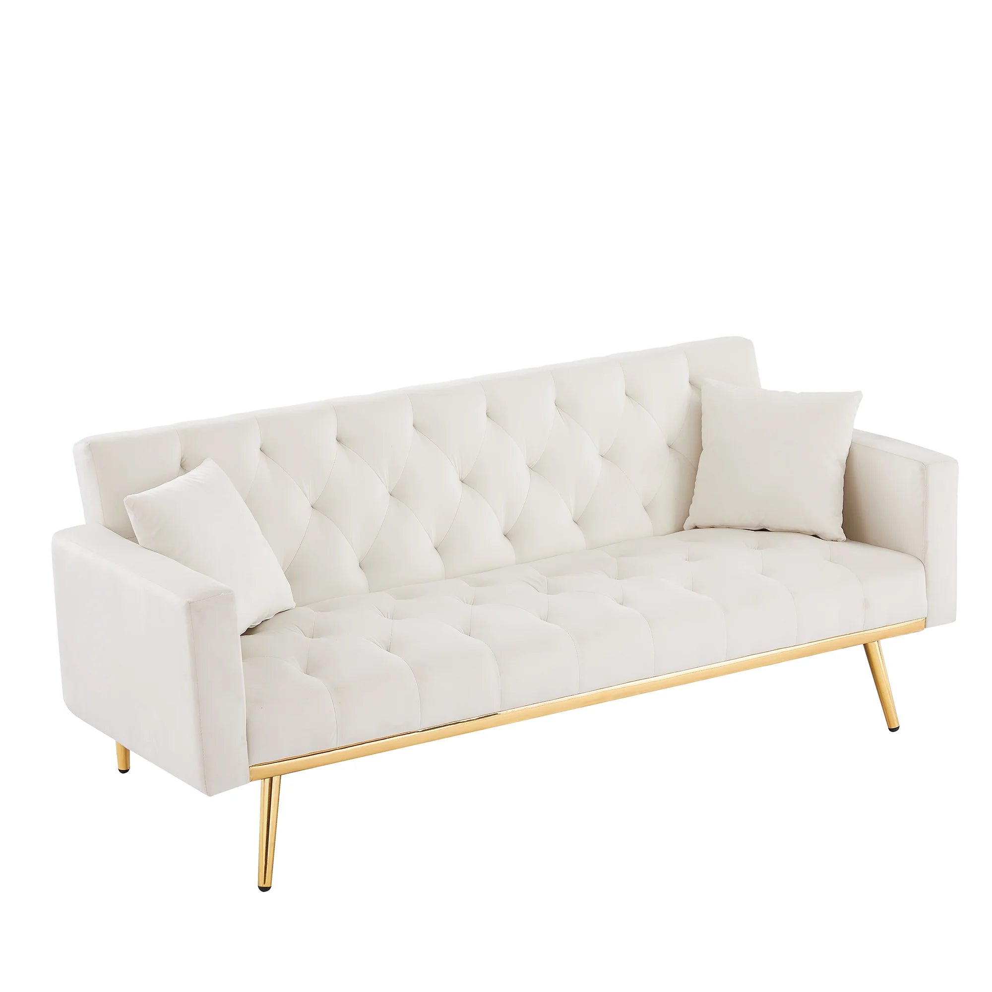 White Convertible Folding Futon Sofa Bed O27313