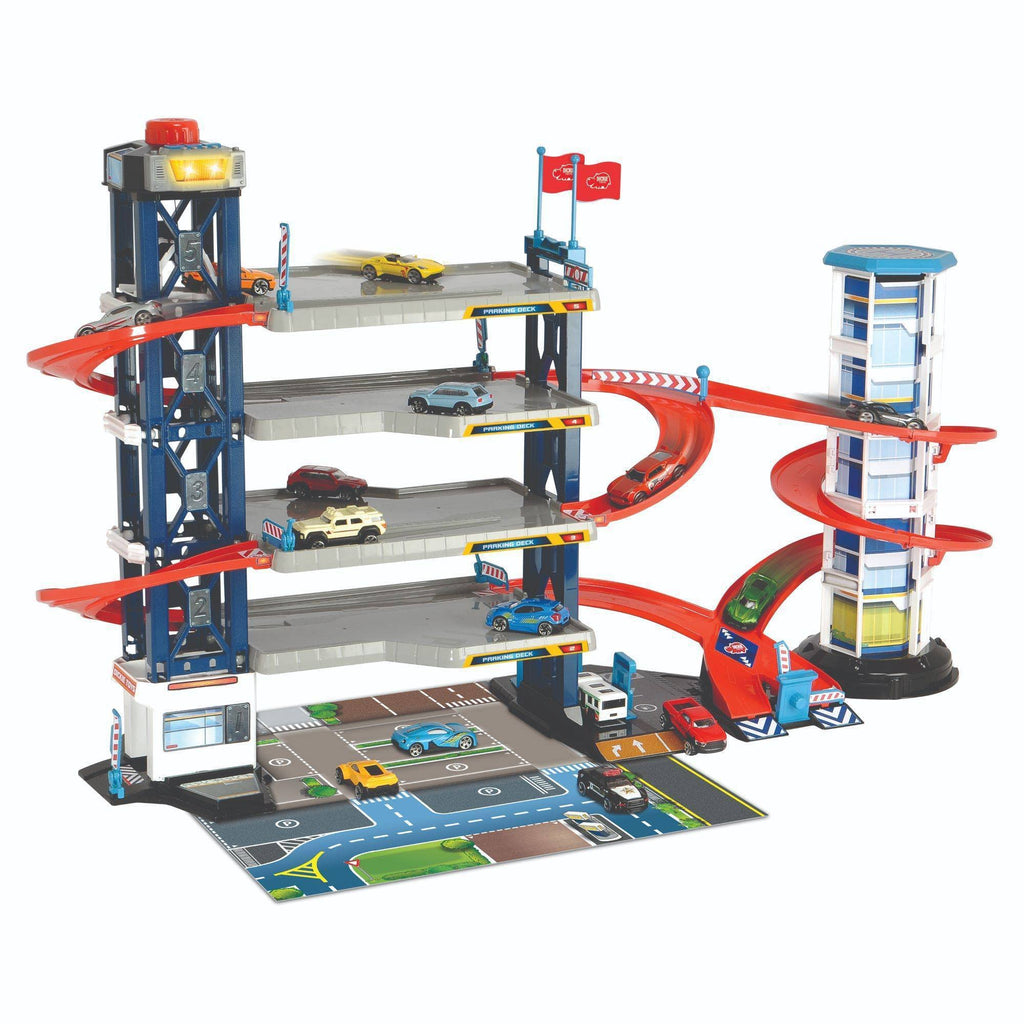 Parking Garage Playset with 4 Die-Cast Cars and Helicopter S542
