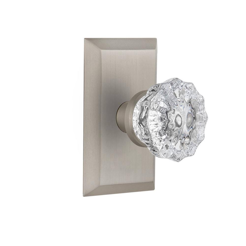 Satin Nickel Crystal Glass Door Knob M231