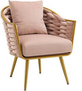 Beige Velvet Accent Chair with Arms and Pillow G8484