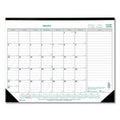 Monthly Desk Pad Calendar, 22 x 17, White/Green Sheets, Black Binding, 12-Month H81187