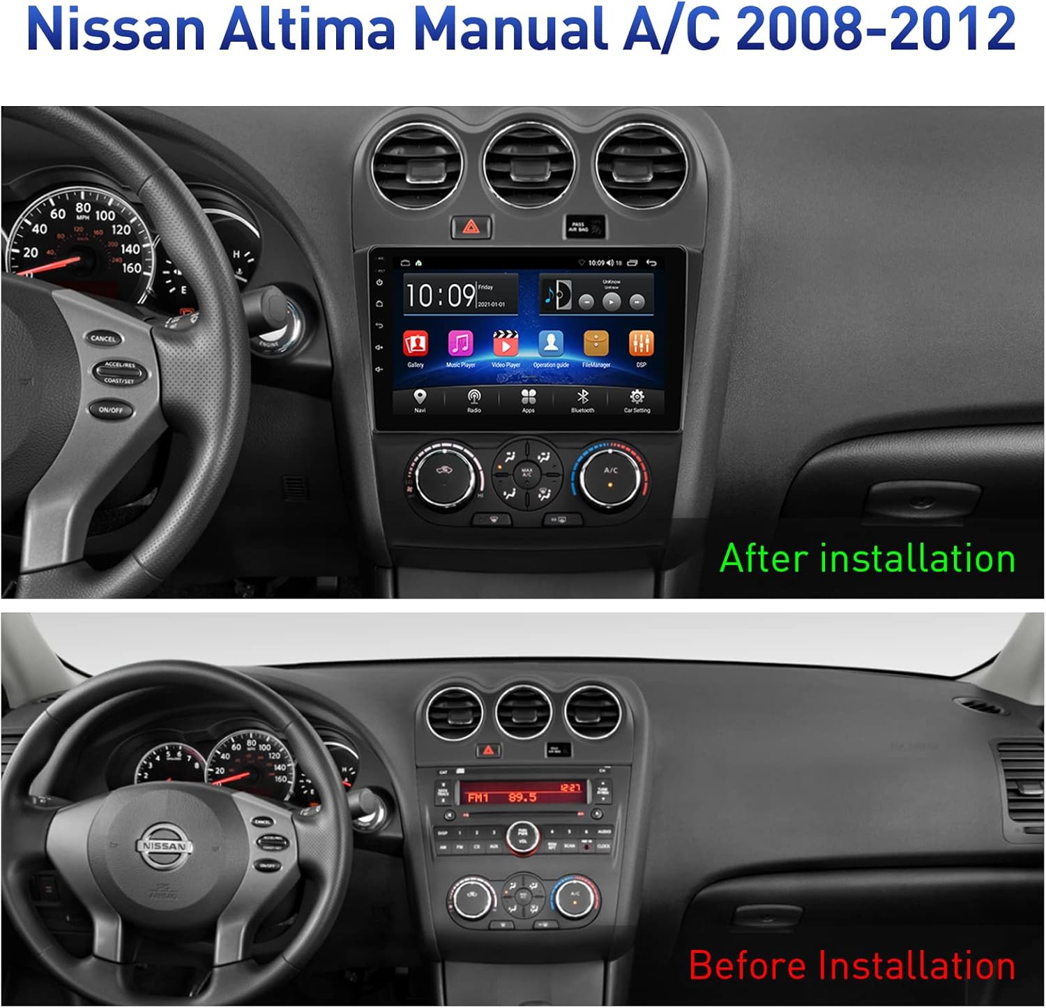 Car Radio Navigation Stereo with Carplay Android Auto Bluetooth FM AM RDS AHD Rear View Camera H462