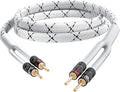 10AWG Speaker Cable with Gold-Plated Banana Tip Plugs, CL2 Rated, Braided, OFC, White, 25ft W6033