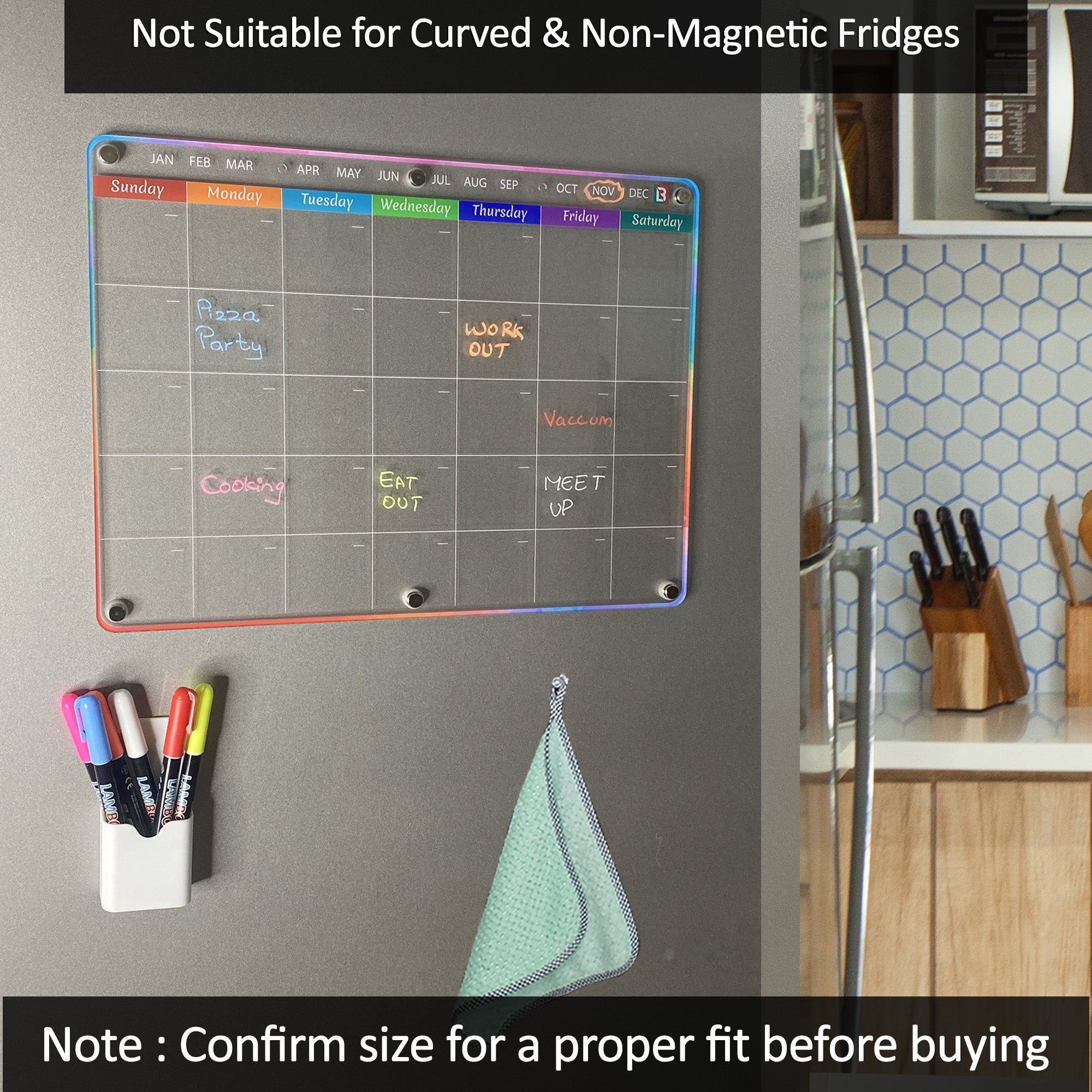 Acrylic Magnetic Fridge Calendar U312