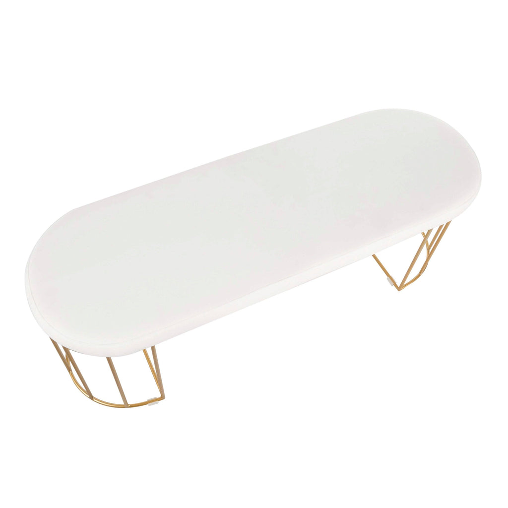Gold and Green Velvet Dining Bench Z8568