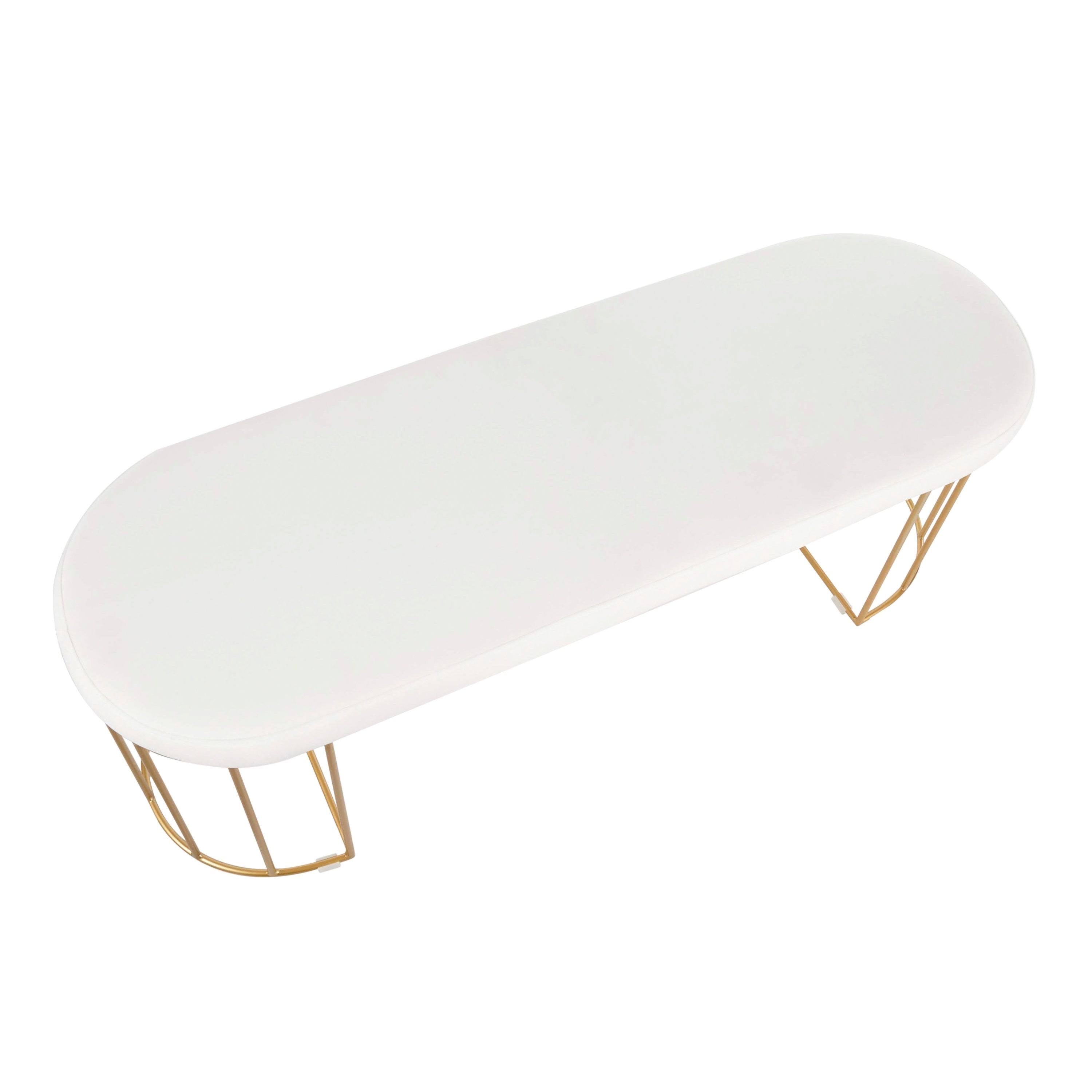 Gold and Green Velvet Dining Bench Z8568