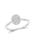 14kt White Gold Baguette Diamond Oval Cluster Ring 1/3 Cttw J361
