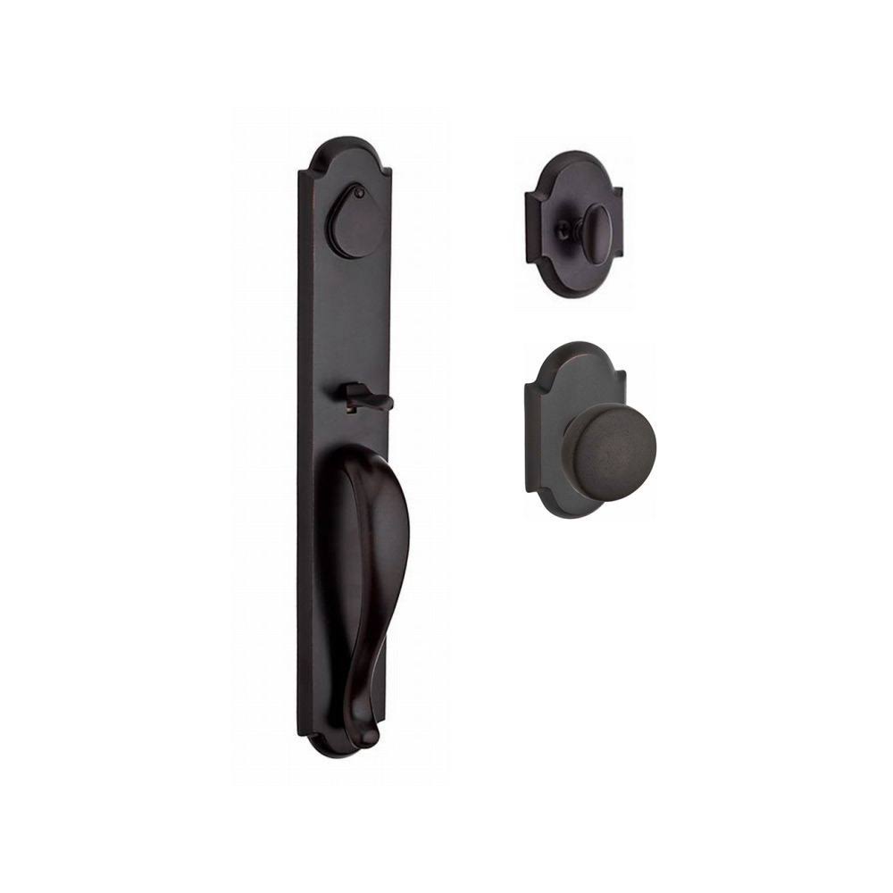 Single Cylinder Elkhorn Handleset Rustic Knob Arch Rose Dark Bronze U43939