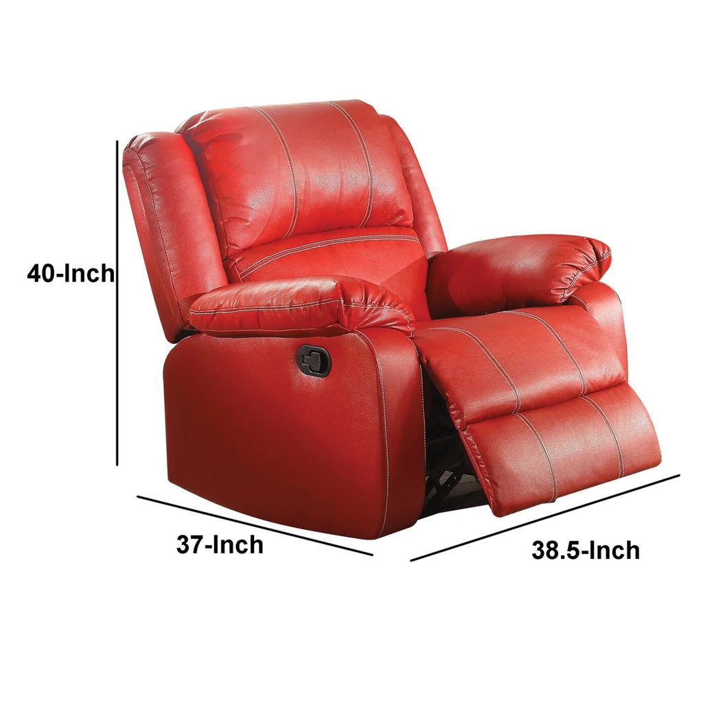 Leather Rocker Recliner Chair Red Q65231
