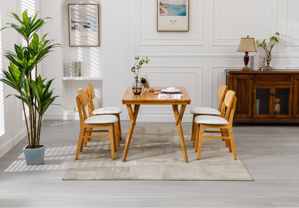 White Faux Leather Rattan Dining Chairs Set of 2 H55384