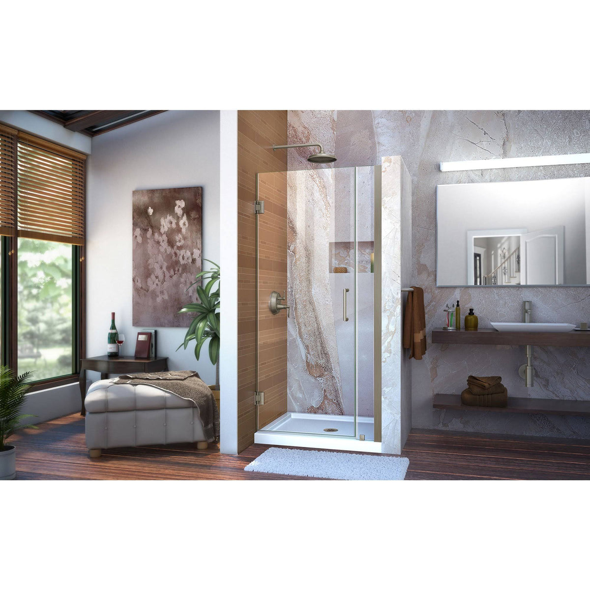 Frameless Hinged Shower Door Brushed Nickel J762965