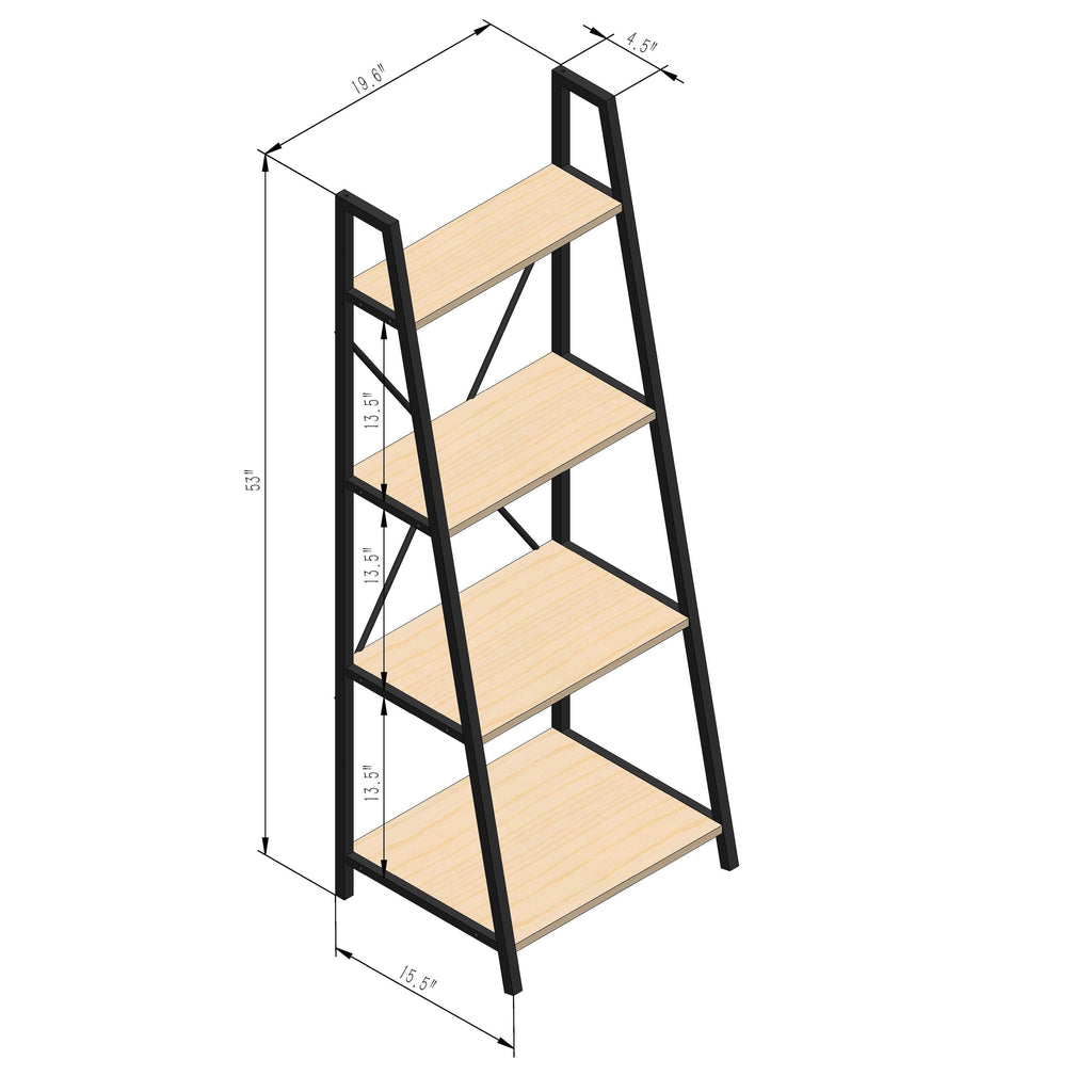 Walnut Ladder Bookshelf with Black Frame Y99632