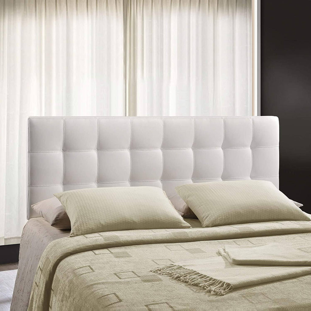 White Faux Leather Tufted Headboard Y97867