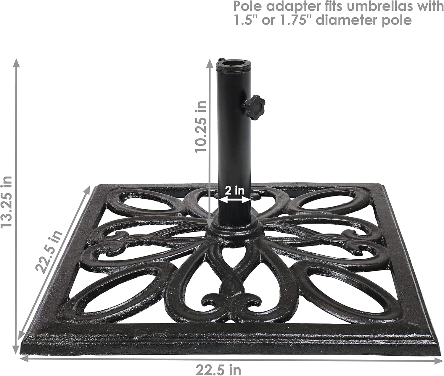 22-Inch Square Cast Iron Umbrella Base Black H3388