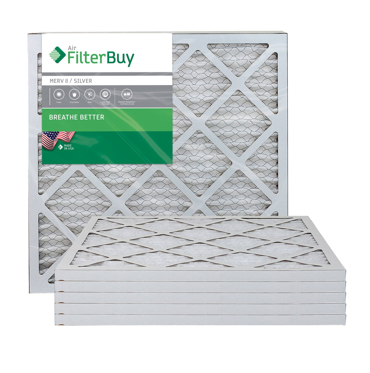 Silver MERV 8 18x22x1 Pleated AC Furnace Air Filter, Pack of 6 R1248
