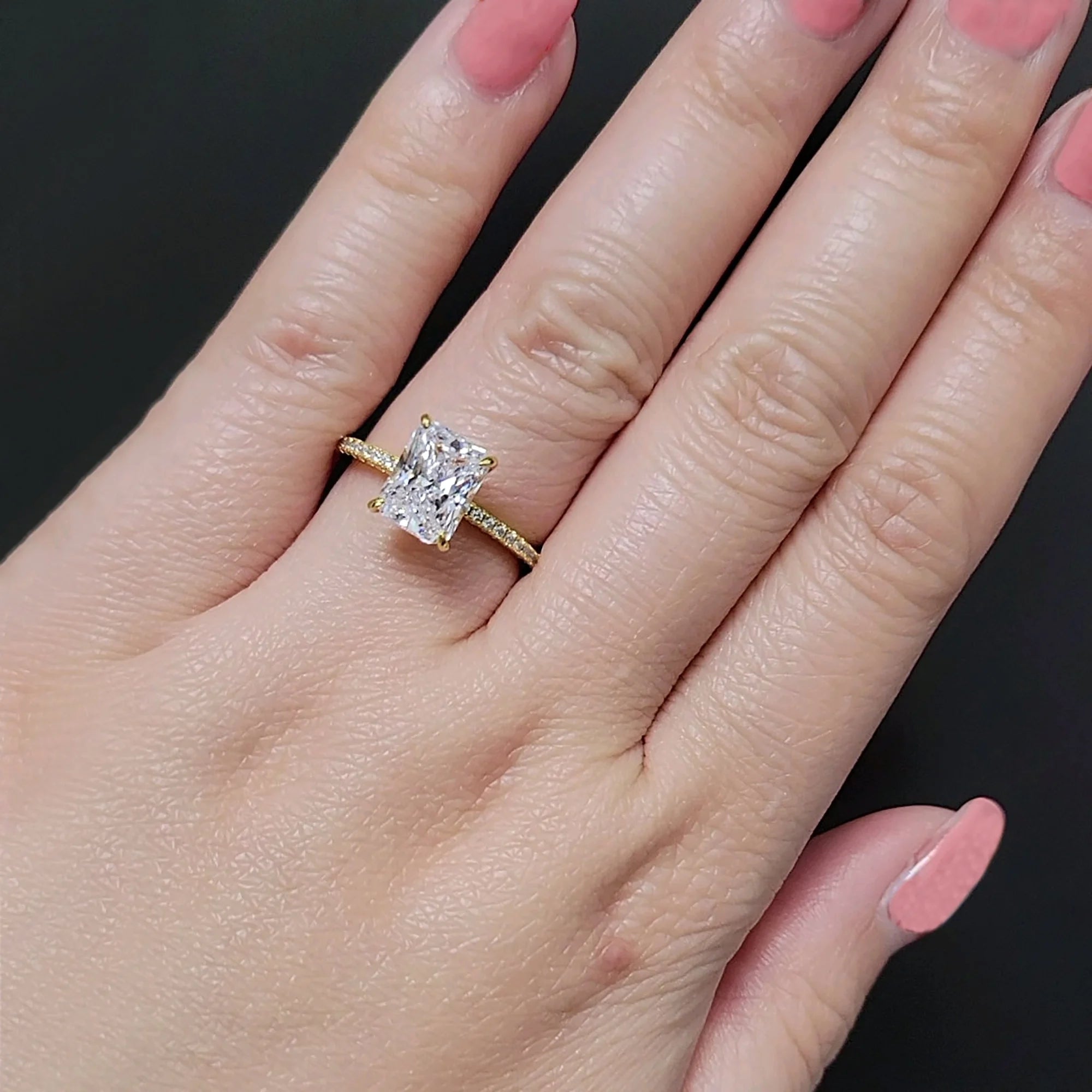 2ct Radiant Cut Moissanite Engagement Ring 14k Gold Wedding Ring Y60472